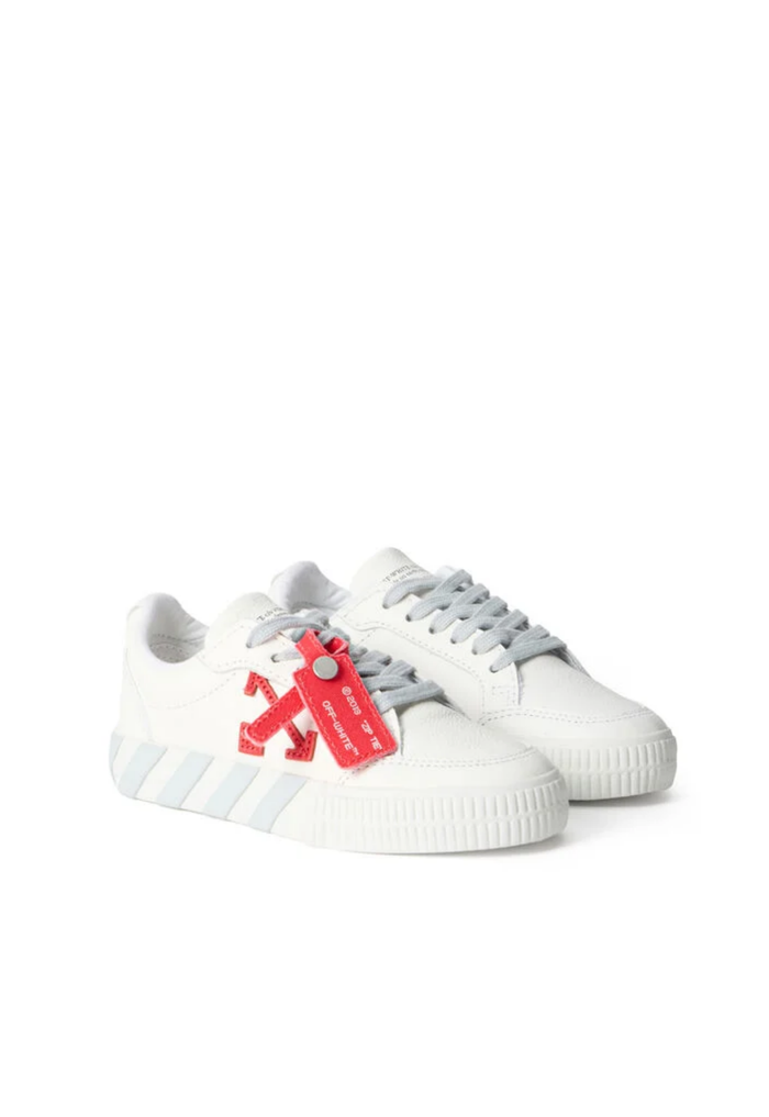 OFF WHITE KIDS Vulcanized Low Leather Sneakers White/Light Grey