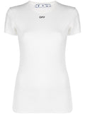 OFF WHITE WOMEN Ribbed Basic T-shirt White - MAISONDEFASHION.COM