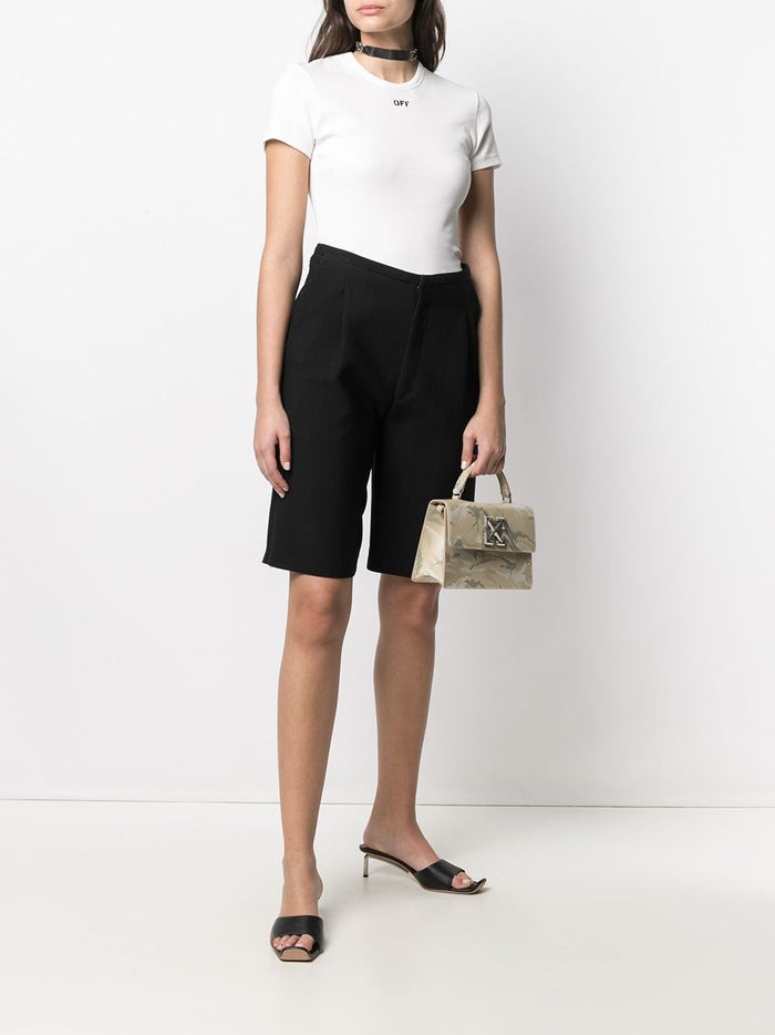 OFF WHITE WOMEN Ribbed Basic T-shirt White - MAISONDEFASHION.COM