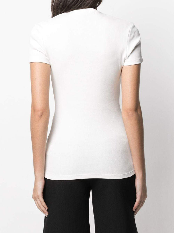 OFF WHITE WOMEN Ribbed Basic T-shirt White - MAISONDEFASHION.COM