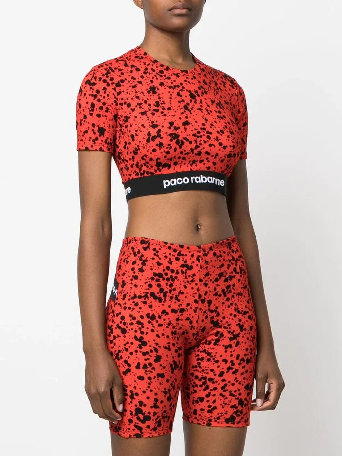 PACO RABANNE Spotted Crop Top Red - MAISONDEFASHION.COM