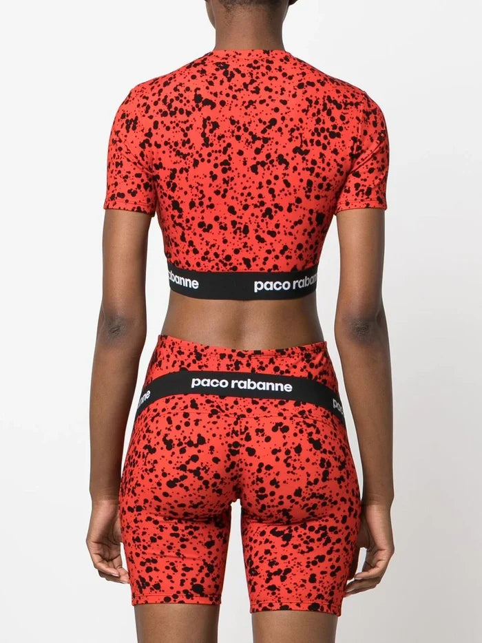 PACO RABANNE Spotted Crop Top Red - MAISONDEFASHION.COM