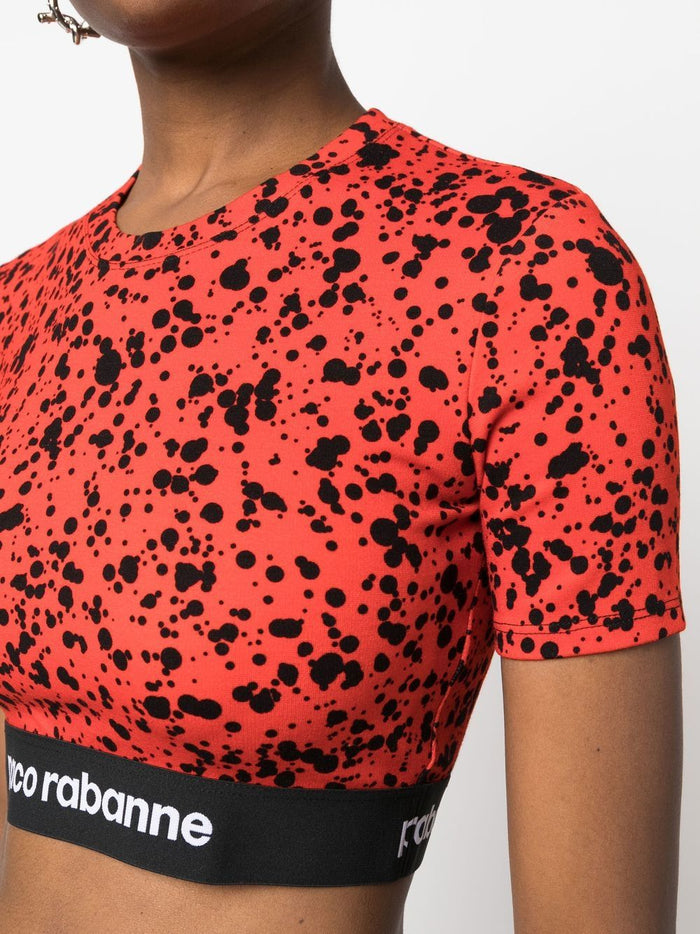 PACO RABANNE Spotted Crop Top Red - MAISONDEFASHION.COM