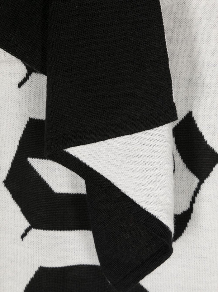 PALM ANGELS MEN Classic Logo Knit Scarf Black/White - MAISONDEFASHION.COM