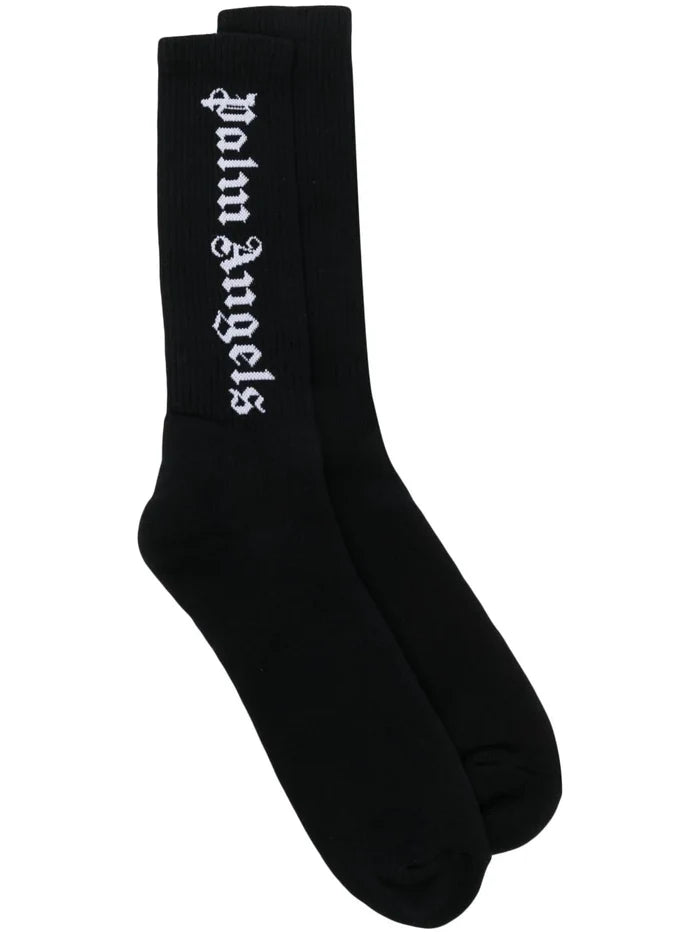 PALM ANGELS MEN Classic Logo Socks Black/White - MAISONDEFASHION.COM