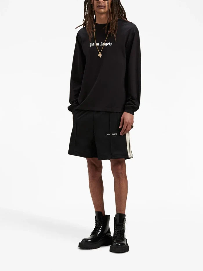 PALM ANGELS MEN Classic Logo Track Shorts Black - MAISONDEFASHION.COM