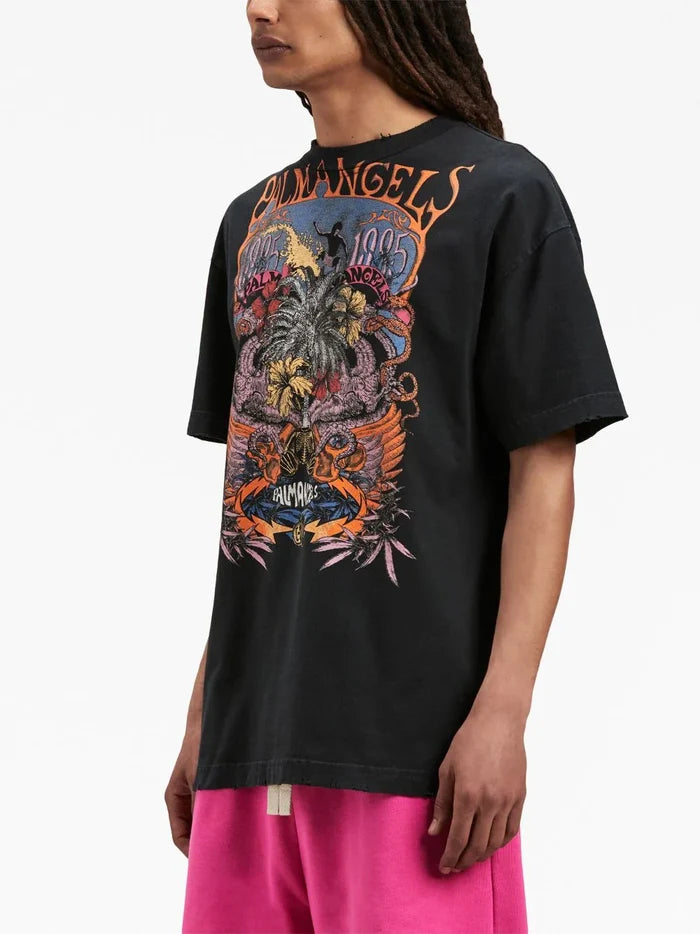 PALM ANGELS MEN Concert Graphic Print T-Shirt Black/Multi - MAISONDEFASHION.COM