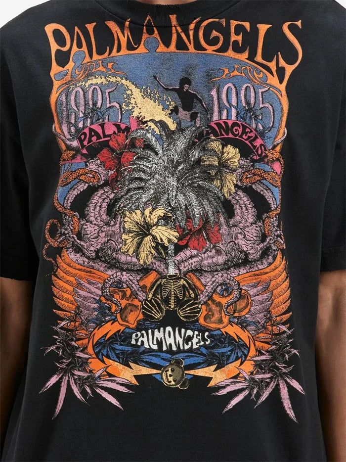 PALM ANGELS MEN Concert Graphic Print T-Shirt Black/Multi - MAISONDEFASHION.COM