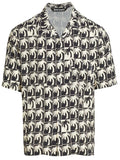 PALM ANGELS MEN Dripping Palm Bowling Shirt Black/Off White - MAISONDEFASHION.COM