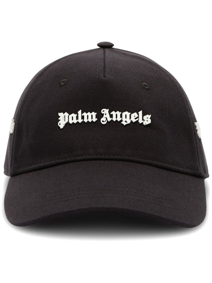 PALM ANGELS MEN Embroidered Logo Cap Black/White - MAISONDEFASHION.COM