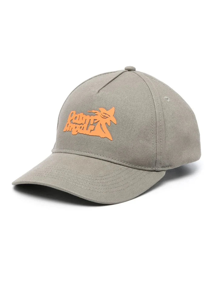 PALM ANGELS MEN "Enzo" Cap Light Grey/Orange - MAISONDEFASHION.COM