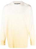 PALM ANGELS Gradient Overlogo Tee L/S Yellow/White - MAISONDEFASHION.COM