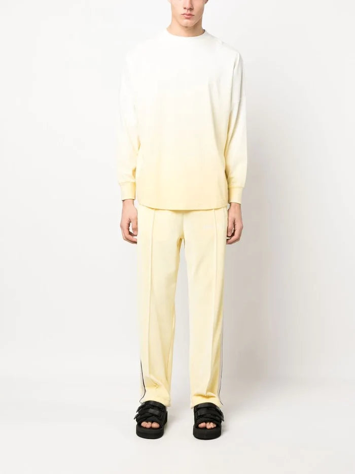 PALM ANGELS Gradient Overlogo Tee L/S Yellow/White - MAISONDEFASHION.COM