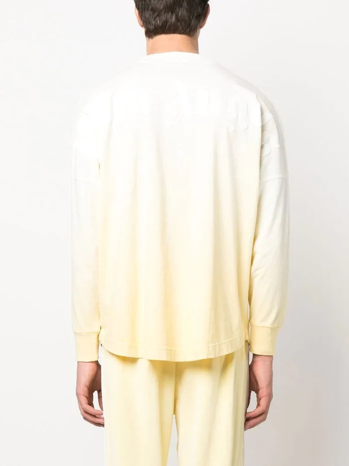 PALM ANGELS Gradient Overlogo Tee L/S Yellow/White - MAISONDEFASHION.COM
