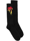 PALM ANGELS MEN Gradient Palm Socks Black Red - MAISONDEFASHION.COM