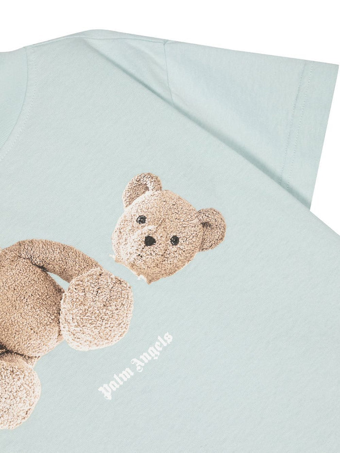 PALM ANGELS KIDS Bear T-Shirt S/S Dusty Blue - MAISONDEFASHION.COM