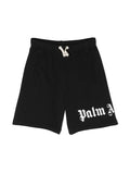 PALM ANGELS KIDS Classic Overlogo Sweat Short Black White - MAISONDEFASHION.COM