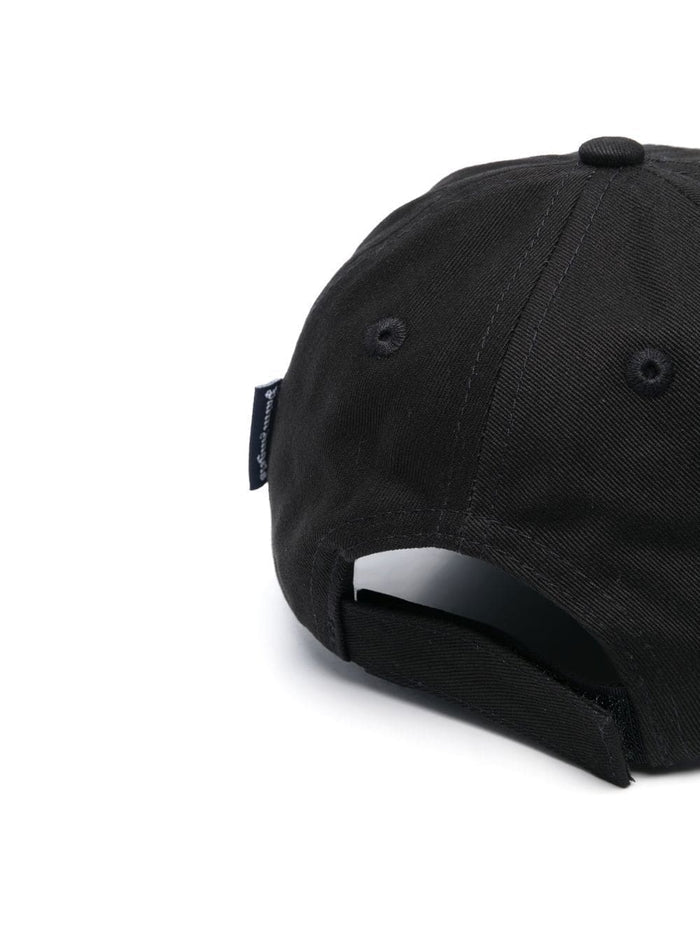 PALM ANGELS KIDS Logo Embroidered Cap Black/White - MAISONDEFASHION.COM