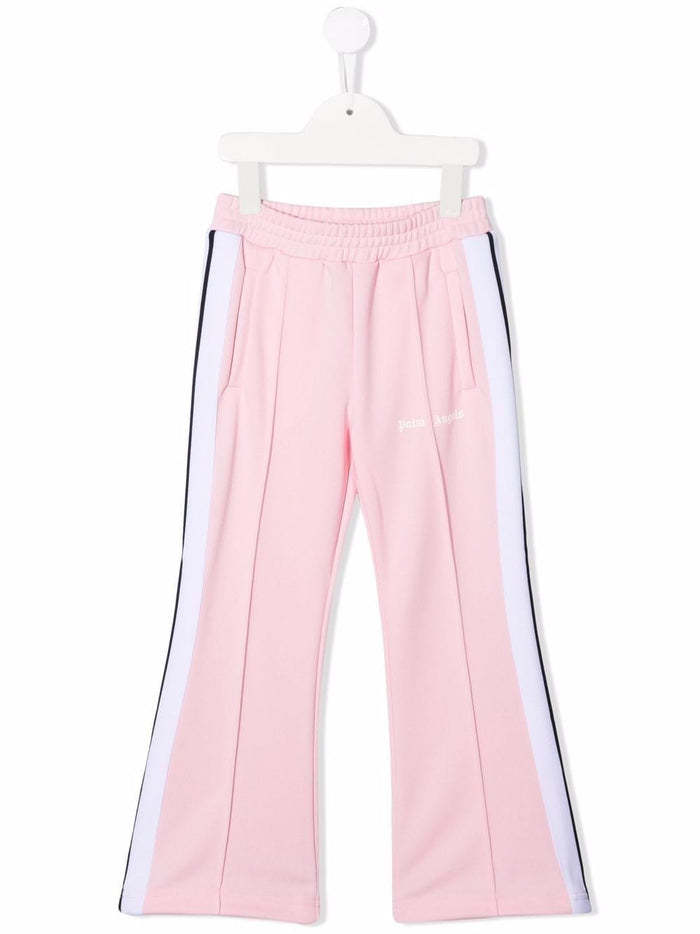 PALM ANGELS KIDS Logo Flaired Track Pants Pink - MAISONDEFASHION.COM