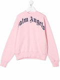 PALM ANGELS KIDS Logo Sweatshirt Pink - MAISONDEFASHION.COM