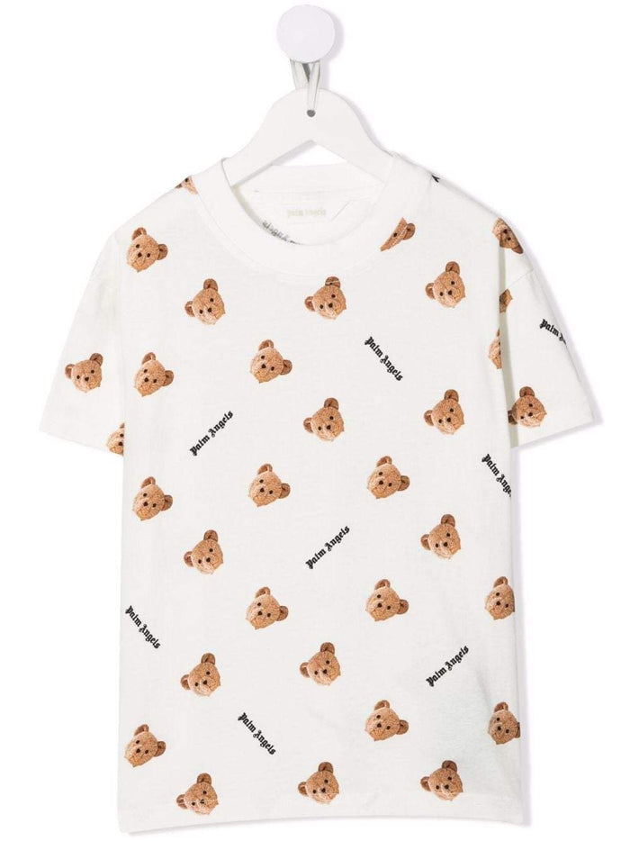 PALM ANGELS KIDS Bear T-Shirt White - MAISONDEFASHION.COM
