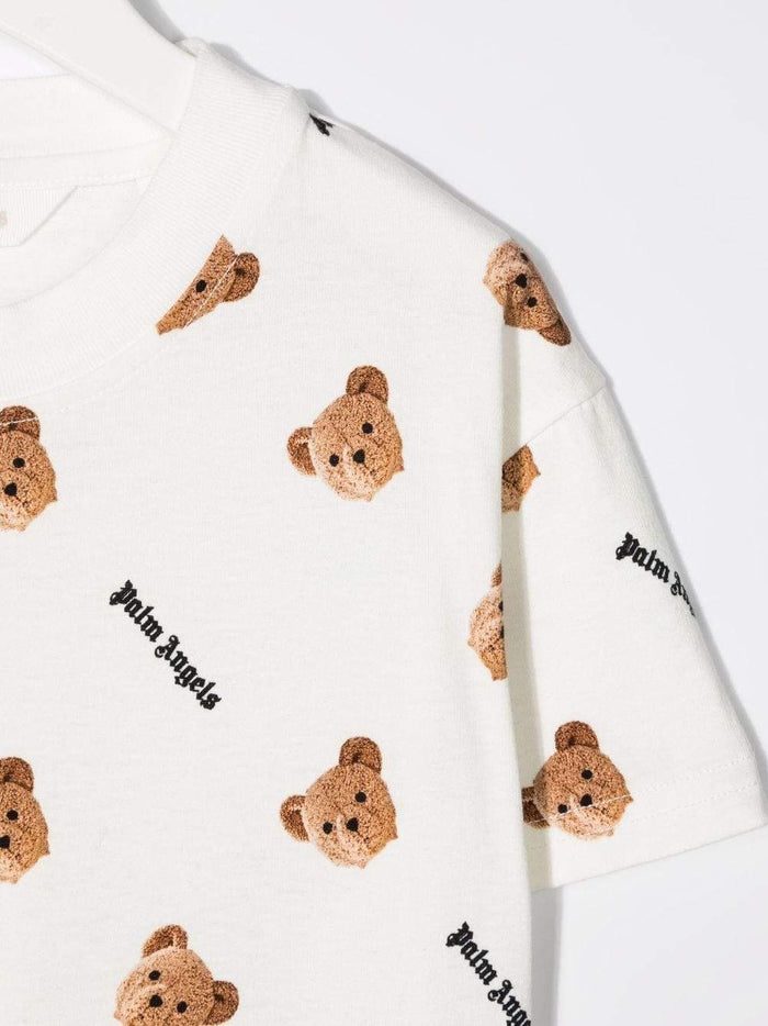 PALM ANGELS KIDS Bear T-Shirt White - MAISONDEFASHION.COM