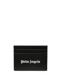 PALM ANGELS MEN Logo Caviar Card Holder Black/White - MAISONDEFASHION.COM