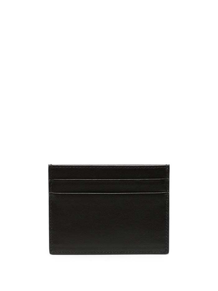 PALM ANGELS MEN Logo Caviar Card Holder Black/White - MAISONDEFASHION.COM