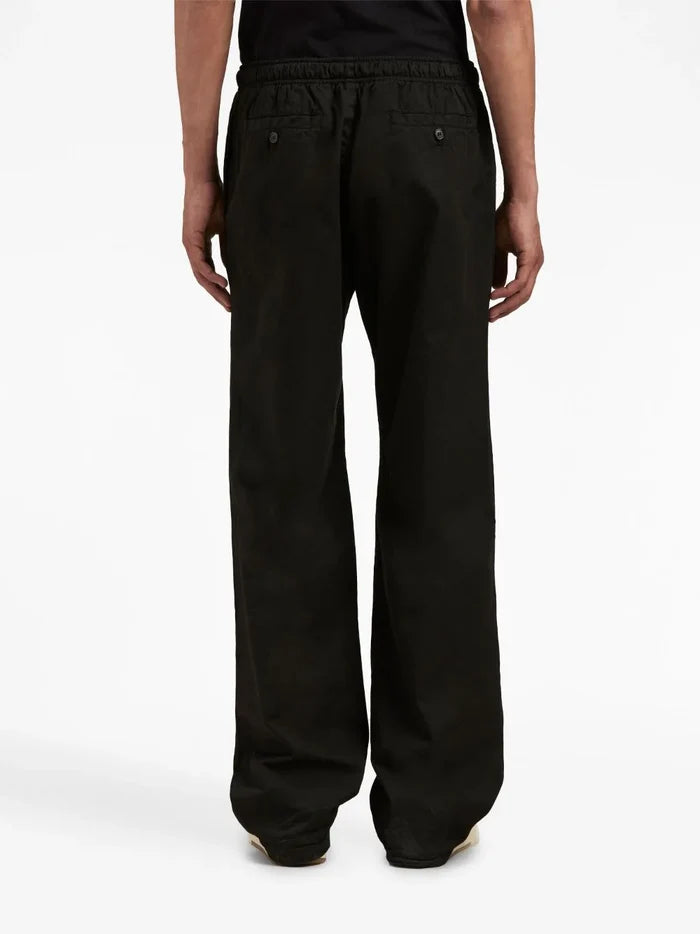 PALM ANGELS MEN Logo Cotton Travel Pants Black/White - MAISONDEFASHION.COM