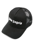PALM ANGELS MEN Classic Logo Trucker Cap Black/White - MAISONDEFASHION.COM