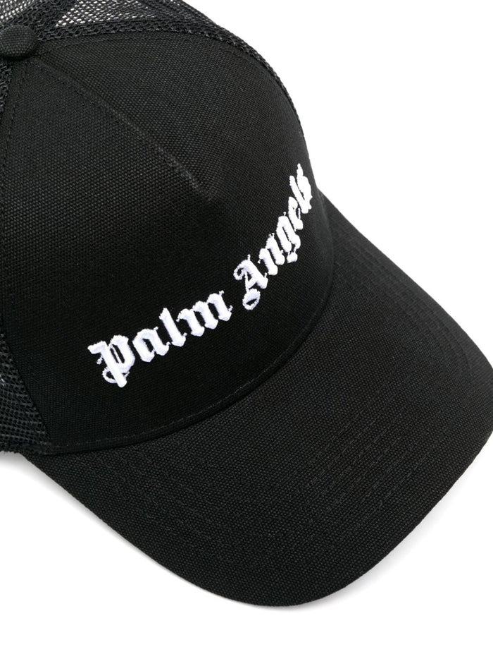 PALM ANGELS MEN Classic Logo Trucker Cap Black/White - MAISONDEFASHION.COM