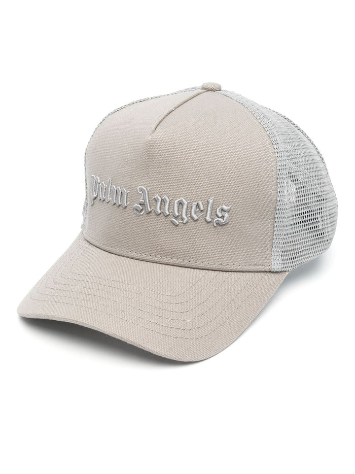 PALM ANGELS MEN Classic Logo Trucker Cap Grey/Light Grey - MAISONDEFASHION.COM