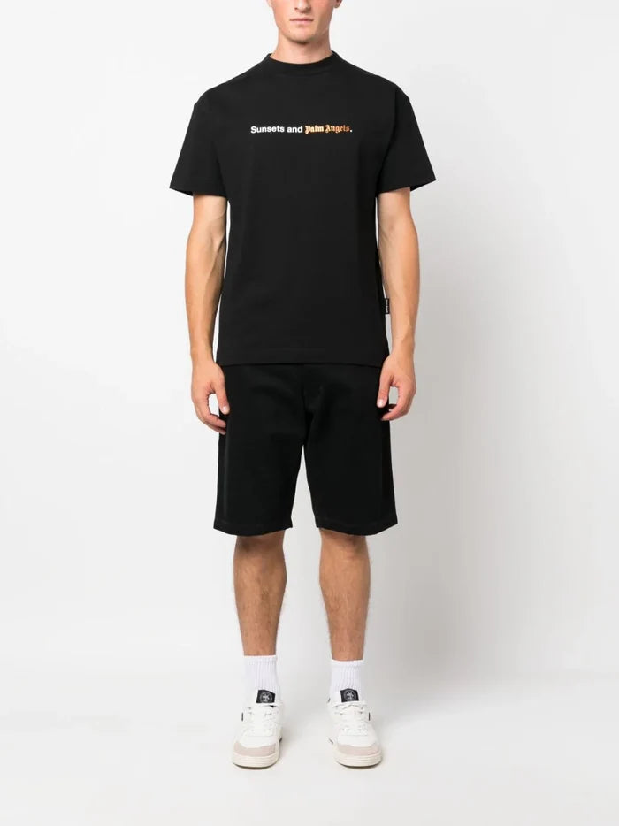 PALM ANGELS MEN Sunsets Palm Angels T-Shirt Black/White - MAISONDEFASHION.COM