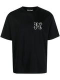 PALM ANGELS MEN Pa Monogram Regular T-Shirt Black/White - MAISONDEFASHION.COM