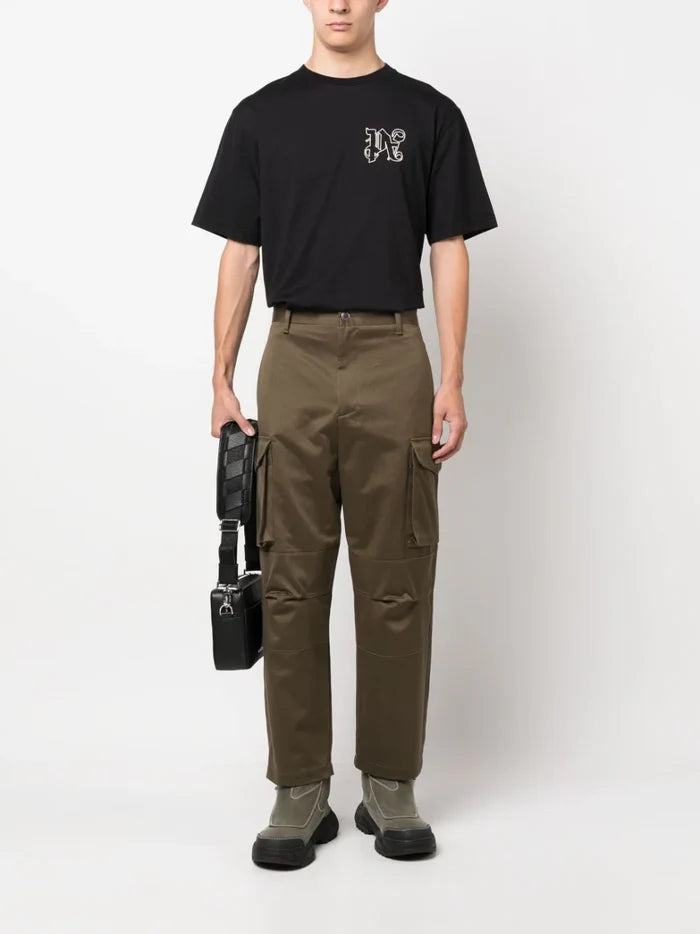 PALM ANGELS MEN Pa Monogram Regular T-Shirt Black/White - MAISONDEFASHION.COM