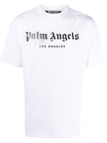PALM ANGELS Rhinestone Sprayed Logo-print T-shirt White/Black - MAISONDEFASHION.COM