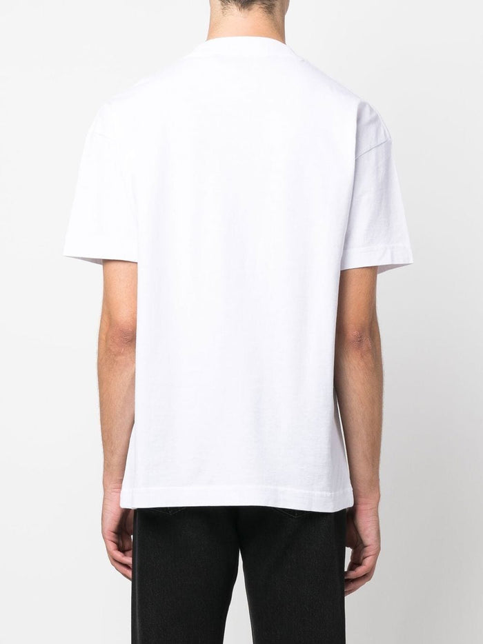 PALM ANGELS Rhinestone Sprayed Logo-print T-shirt White/Black - MAISONDEFASHION.COM