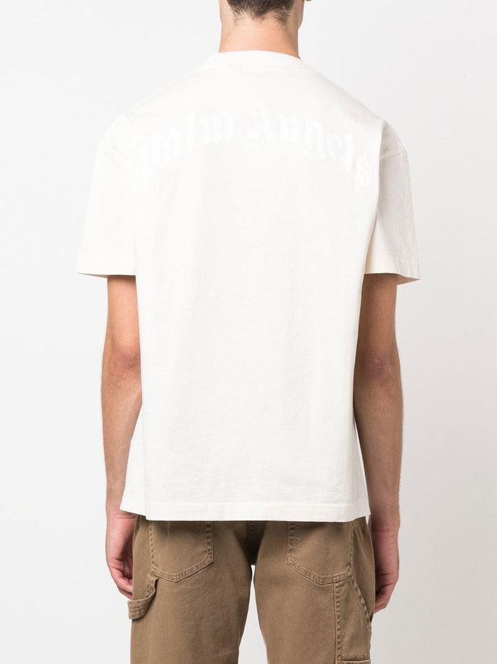 PALM ANGELS Teddy Bear Cotton T-Shirt Butter/Brown - MAISONDEFASHION.COM