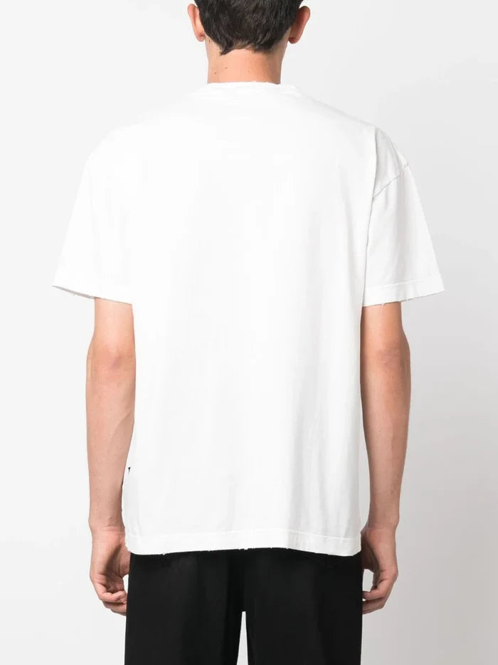 PALM ANGELS MEN University Slogan Print T-Shirt White/Black - MAISONDEFASHION.COM