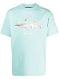 PALM ANGELS White Shark Classic Tee Light Blue/White - MAISONDEFASHION.COM