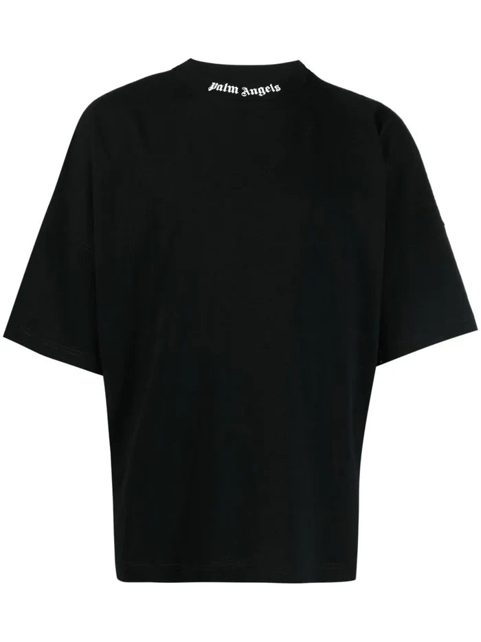 PALM ANGELS WOMEN Classic Logo Over Tee Black/White - MAISONDEFASHION.COM