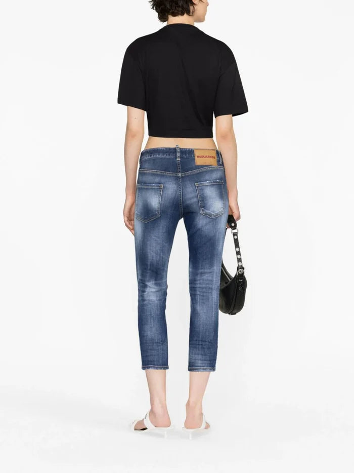 PALM ANGELS WOMEN Classic Logo Ring T-Shirt Black/White - MAISONDEFASHION.COM