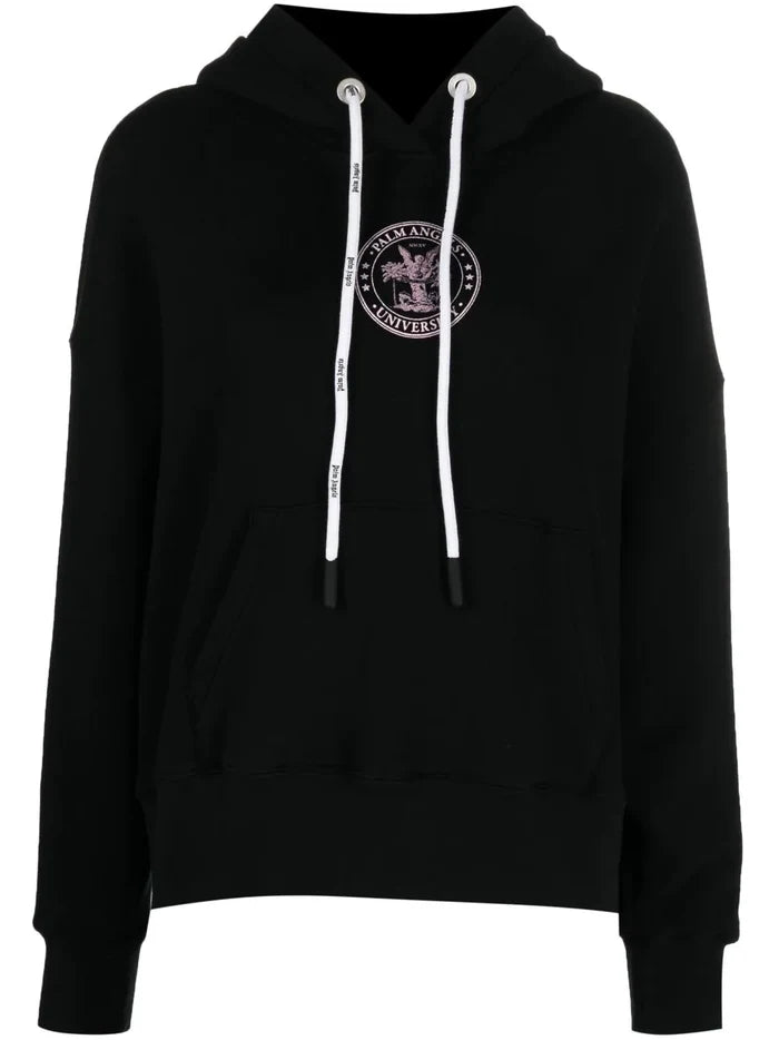 PALM ANGELS WOMEN College Classic Hoody Black/Coral - MAISONDEFASHION.COM