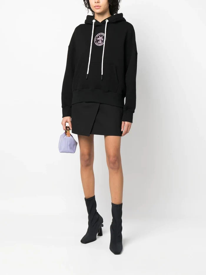 PALM ANGELS WOMEN College Classic Hoody Black/Coral - MAISONDEFASHION.COM