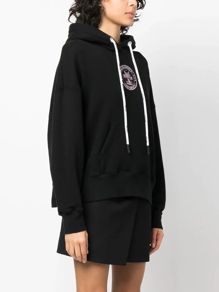 PALM ANGELS WOMEN College Classic Hoody Black/Coral - MAISONDEFASHION.COM