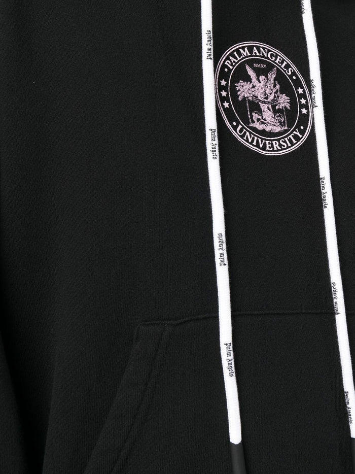 PALM ANGELS WOMEN College Classic Hoody Black/Coral - MAISONDEFASHION.COM