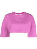 PALM ANGELS WOMEN Cropped Classic Overlogo Tee Purple/White - MAISONDEFASHION.COM