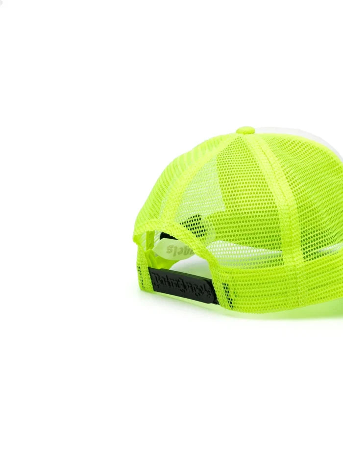 PALM ANGELS WOMEN Curved Logo Mesh Cap Fluo Yellow - MAISONDEFASHION.COM