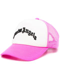 PALM ANGELS WOMEN Curved Logo Mesh Cap Fuchsia - MAISONDEFASHION.COM