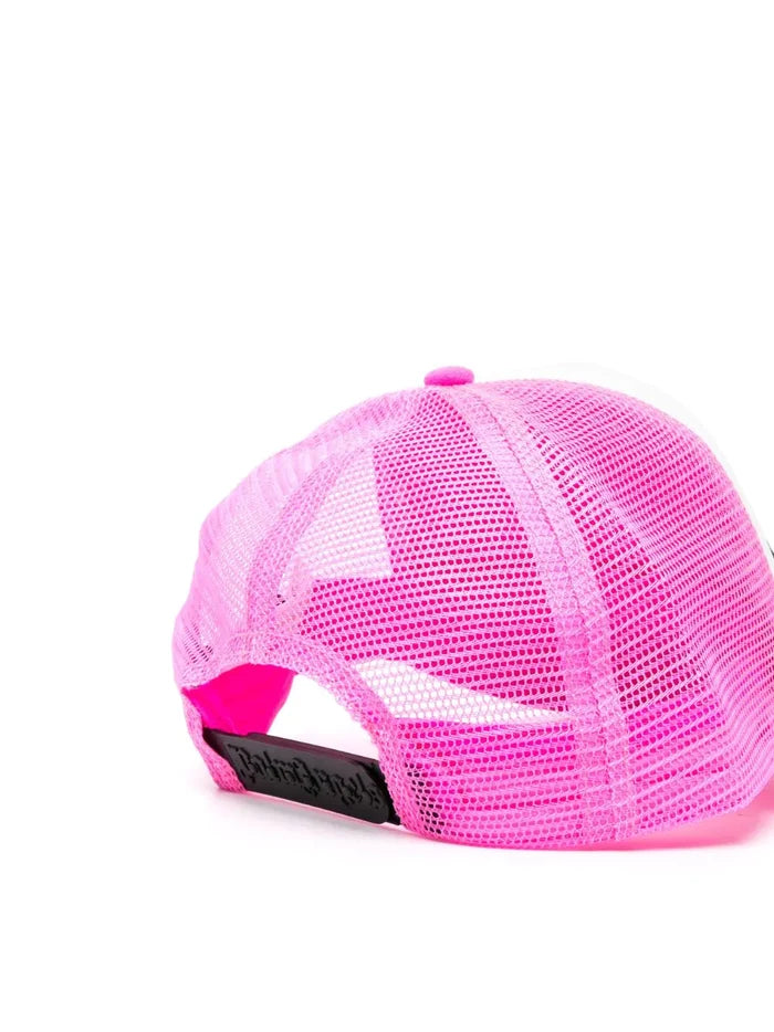 PALM ANGELS WOMEN Curved Logo Mesh Cap Fuchsia - MAISONDEFASHION.COM